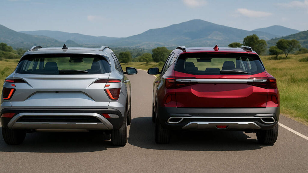 Hyundai Creta vs Kia Seltos rear view comparison photo