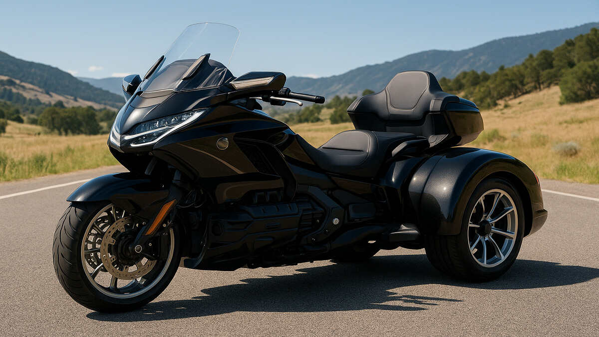 2026 Honda Gold Wing Trike parked on a scenic open road
